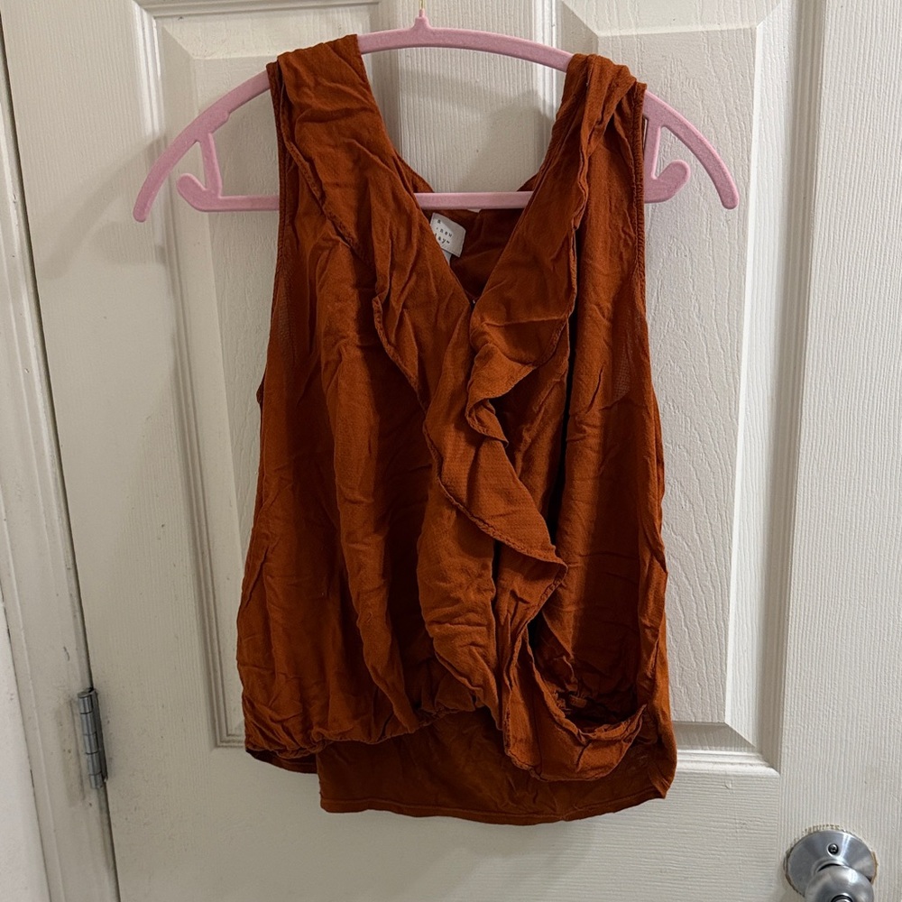 a new day Women's Terracotta Ruffle Blouse